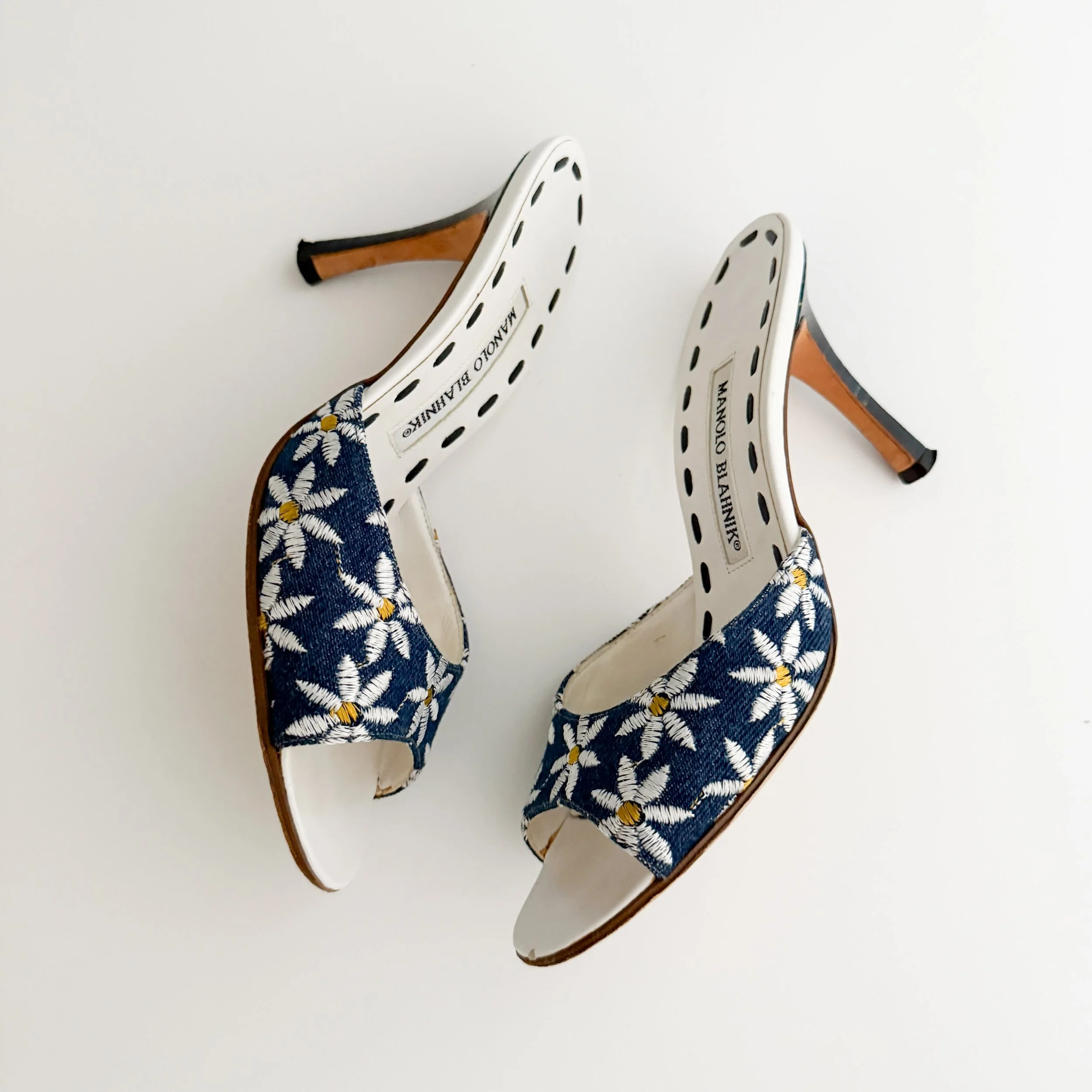Manolo Blahnik Black Leather Ankle Strap Heels (IT 36.5